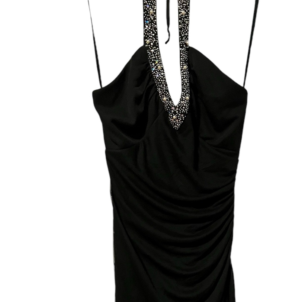 Long elegant halter dress with rhinestones